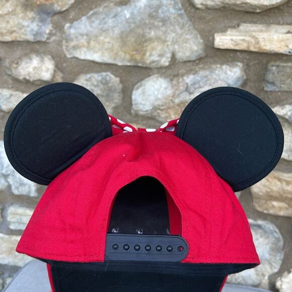 Disney Minnie Mouse Ears Red & Black snapback hat adult size - Picture 2 of 5